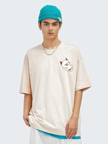 Image of CHKOKKO Mens Polyester Stylish Oversized T Shirt for Daily & Casual Wear Printed Design with Drop Shoulder & Half Sleeves