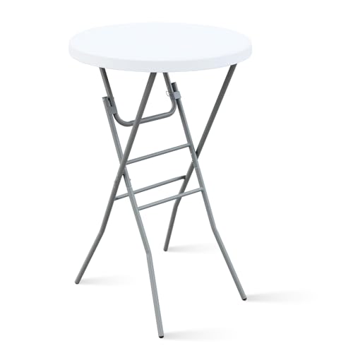 El Mejor Listado de Mesas de cóctel Top 10. 45 FROASISPRO Mesa de bar redonda plegable de 28 pulgadas, mesa de cóctel con mecanismo de bloqueo, HDPE, resistente a las manchas, interior y exterior, jardín, fiesta, blanco, 1...
