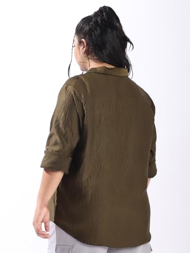 Image of High Star Women Plus Size Boxy Fit Spread Collar Long Sleeves Shirt