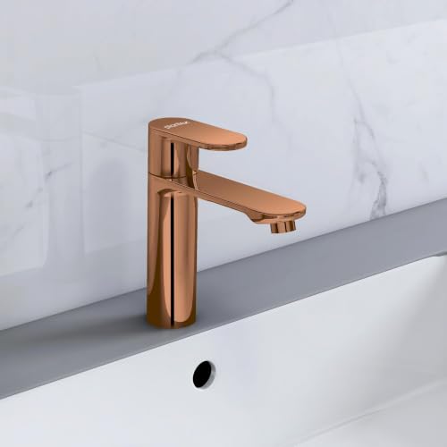 Image of Plantex Pure Brass Single Lever Pillar tap for Basin /Wash Basin Tap with Teflon Tape /Single Lever Water Tap -(ORN-203-Rose Gold)