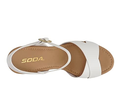 Image of Soda MIGUEL ~ Women Crisscross Band Fashion Chunky Platform Block Mid Heel Sandal with Ankle Strap and Stud