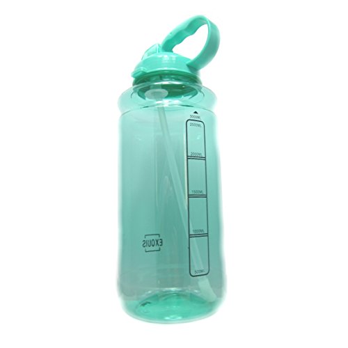 GHP 101oz 3000ml Large Outdoor Water Bottle w/Handle & Straw - BPA Free Tritan Plastic - Leak Proof Push Button Lid - Eco-Friendly for Gym, Yoga, Camping, Running, Cycling, and Camping (Mint)