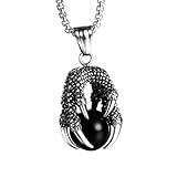 Garneck Collar para Hombre Acero Inoxidable con Colgante de Dragón Creativo Diseño Único y Elegante Cadena Cuadrada con Cuentas Negras para Fiestas y Vacaciones
