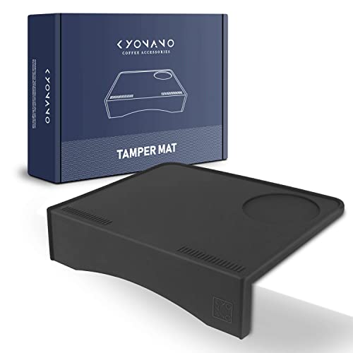 KYONANO Tampermatte, Tamping Matte aus Premium Silikon, Kaffee Tamper Matte Anti-Rutsch, Espresso Tampermatte Barista zubehör für Siebträger, Tamper Ablage, 19x15x4.5cm (Schwarz) Cover