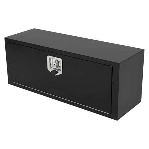 Confote Black Steel Underbody Truck Tool Box with T-Handle Lock Heavy Duty Truck Storage Organizer - Waterproof 36x 12x 14 inch