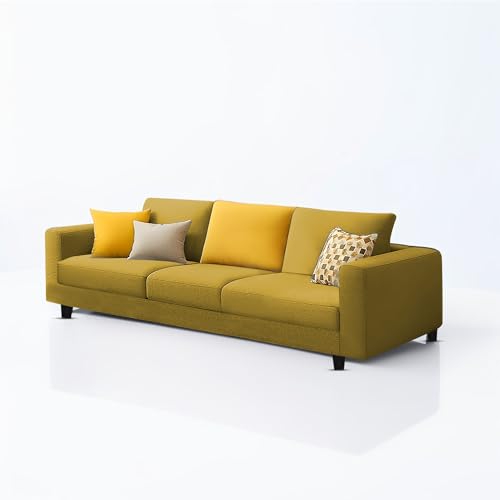 Image of Galib 3+2 Seater Sofa Set for Living Room (Yellow Fabric) Premium Fabric Sofa Set
