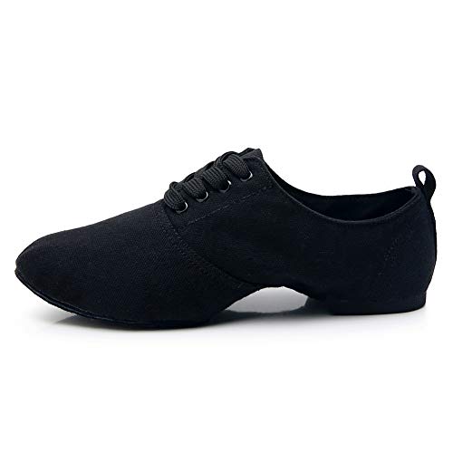 JUODVMP Canvas Lace-up Dance Shoes Flat Practice Jazz Dancing Boots for Women,Model MFGDBJSX2