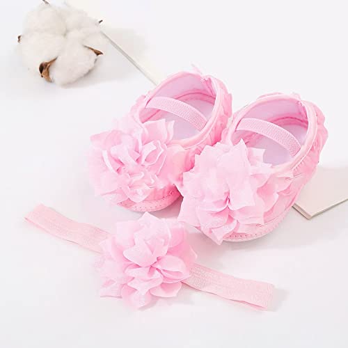 Generic Infant Shoes Girls Baby Shoes Hairband Set 01 Year Old Baby Shoes 246 August Newborn Soft Sole Walking Shoes2