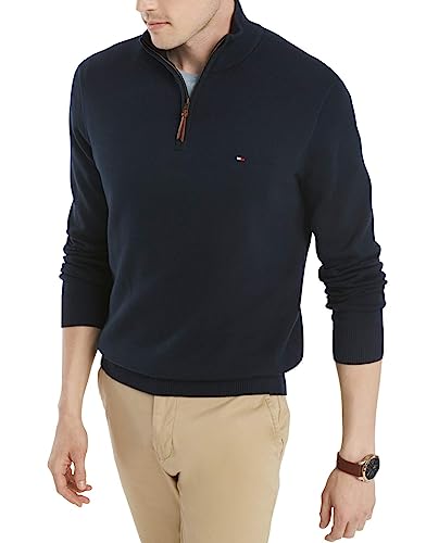 Image of Tommy Hilfiger Men's Long Sleeve Cotton Quarter Zip Pullover Sweater