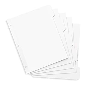 Blue Summit Supplies 3 Ring Binder Dividers with Reinforced Edge, 1/5 Cut Tabs, Letter Size, 3 Hole Punch Section Index…