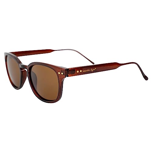 Guam Polarized Sunglasses for Men or Women Brown Frame w/Double Metal Rivets & Brown Lens