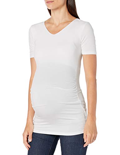 Amazon Essentials Women's Maternity Short-Sleeve Rouched V-Neck T-Shirt, Pack Of 2, White, Medium #TOP1