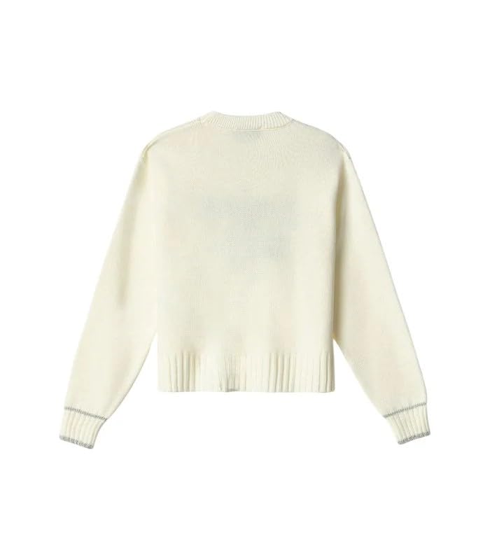 Gaëlle Paris Maglione in Maglia con Scritta Bonjour Giselle, Crema, Cotone, Casual Chic TG-XS/0