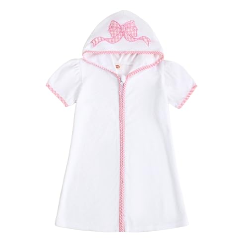Image of Baby Girls Boys Terry Cloth Swim Cover Up Zip Up Hooded Bathing Suit Coverup Wraps Kid Summer Pool Beach Swimsuit