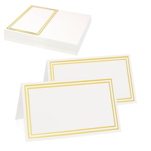 50 Pcs Seat Cards with Double Gold Foil Border, 2' x...