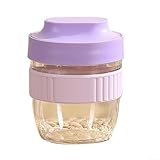 Taza de frutas reutilizable con tapa para desayuno, preparación de comidas, recipiente hermético de plástico con cuchara portátil para capas de batidos de yogur (morado)