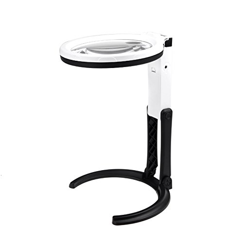 Lupa de Mesa Bancada 10 Led suporte aumento 2x e 5X GT315 - Lorben