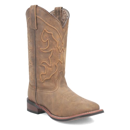 Laredo Tan Megan Women's Stockman Leather Wide Square Toe Boots 31192