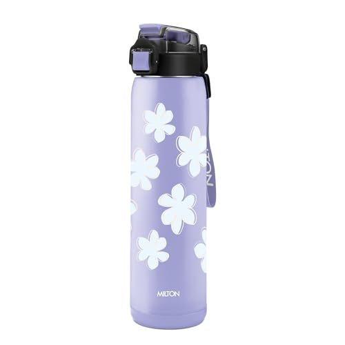 Image of Milton Steel Edge 900 Thermoware Water Bottle 600 ml with One Touch Safety Lock & Twin Lid Sip or Gulp,Long Hours Hot & Cold,Leak Proof,ISI Certified,Vacuum Insulated,for Office,Gym,School, Lavender