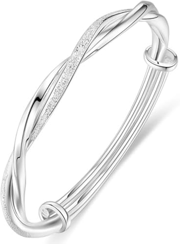 XBKOJBA Women Fashion Bangles Bracelets Ladies Cross Twisted Adjustable Handmade Bracelets Simple Bangle Bracelet for Mom Wife Mothers Day Valentine Gift