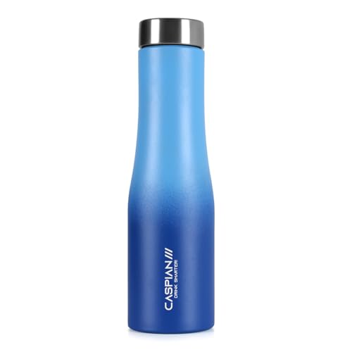 Image of CASPIAN / / / Aqua ISI Certified Stainless Steel Water Bottle 1 LTR. (M Blue, 1 Litre) | Leak Proof Thunder for Fridge Home Office Travel School Kids Boys Girls Adults Sports Gym Yoga Gift | BPA Free