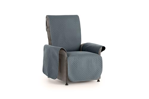 Textilhome Funda Cubre Sofá Adele 1 Plaza/Cubre Sillón Relax, Protector Acolchado Reversible, Lavable y Resistente, Color Grisaceo – Protección contra Manchas y Desgaste