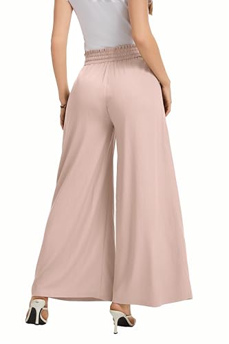 Image of KICZOY Women Flowy Pants Drawstring Waist Wide Leg Palazzo Beach Pants Loose Fit with Pockets