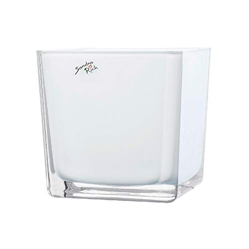 Würfel Glas farbig Blumentopf Übertopf Blumenübertopf weiß 14 cm