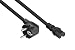 Produktbild kabelmeister Netzkabel Schutzkontakt-Stecker Typ E+F (90° gewinkelt) an Warmgeräte-Buchse C15- schwarz - 1,00mm² - 5m