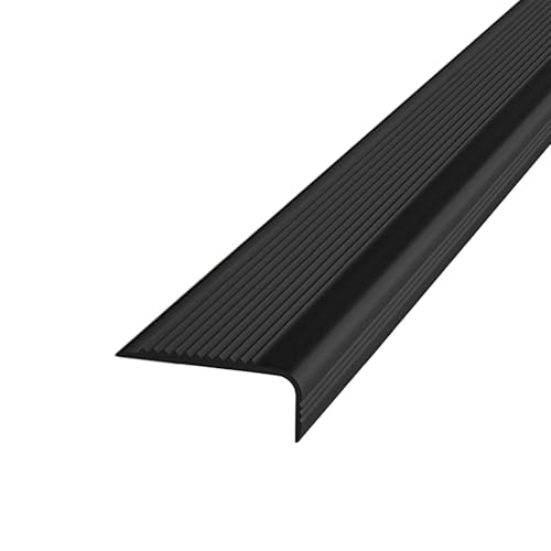 Nez de Marche Autocollant en PVC 1000cm, Profilé de Bords d'Escaliers Antidérapante, Moulure D'angles Autocollante en Forme de L pour Intérieur Extérieur(Black,10x3.5cm)