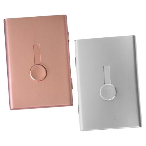 DECHOUS 2個 スライド式アルミ合金名刺ケース 大容量ポケット付きビジネスカードホルダー 男性女性兼用 クレジットカード収納 旅行やオフィ