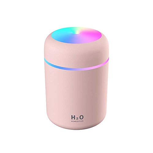 Cool Mist Humidifier, 300ml Mini Portable Humidifier with Multicolor LED Night Light, 2 Mist Mode and Auto Shut-Off, Personal Desktop Humidifier for Home Office Nursery, Super Quiet?Pink)
