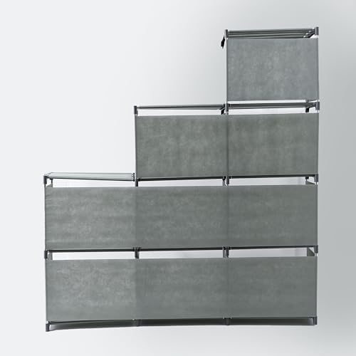 Image of Kuber Industries (Pack of 5) 9 Layer Book Rack | Book Cabinet Shelves for Bedroom Office Living Room | Storage Shelve for Books Storage Organizer | Adjustable Shelf Rack | SJ432G| Grey