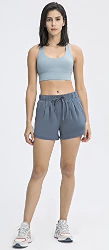 Image of Ukaste Women's Stretch Workout Running Athletic Shorts with Pockets - 3 Inch