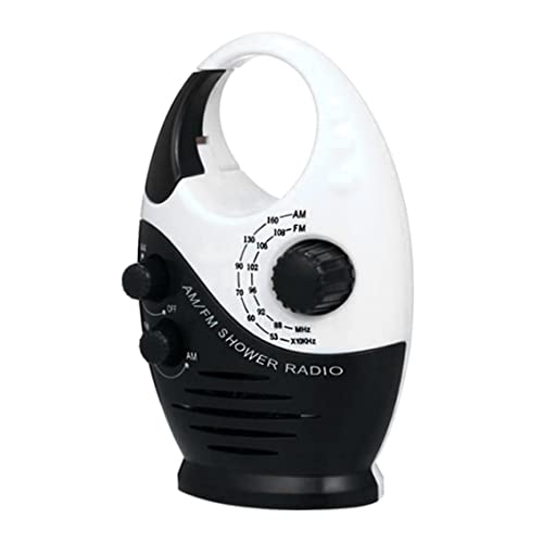 KUYYFDS Mini FM AM Waterproof Shower Music Hanging Radio Suit Bathroom Bath Cabin Portable Powerful Hi-Fi Speakers Portable Radio Operated Black