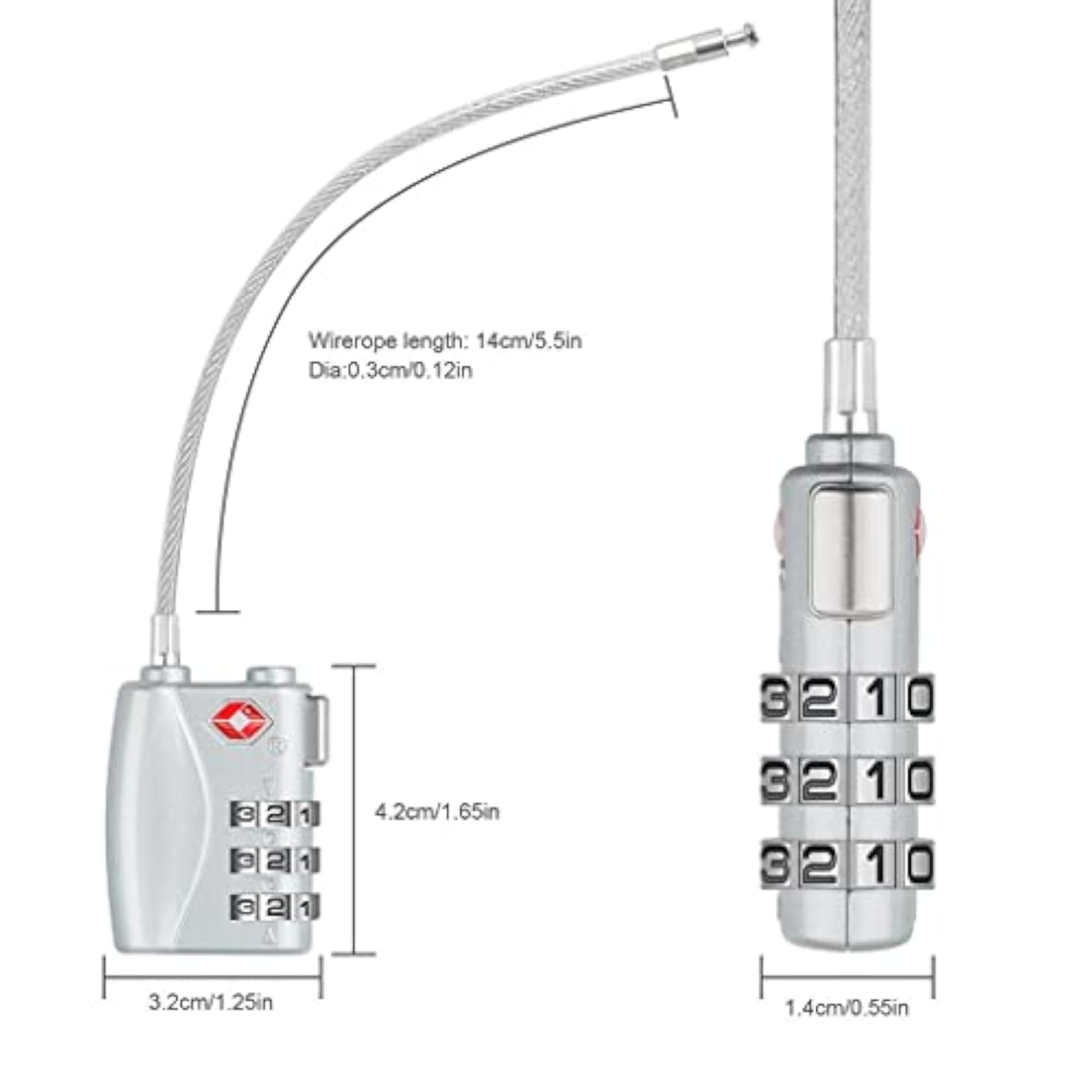 Mini 3-Digit Resettable Combination Travel Luggage Lock