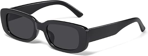 Eymen I Kendall jenner Retro Rectangle Sunglasses for Women Men Small Square Frame Trendy Y2K 90’s Black Sunglasses