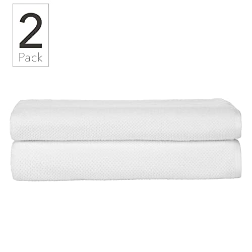 Nate Home By Nate Berkus 100% Cotton Textured Rice Weave Bath Sheet Towel Set Of 2 | Soft And Absorbent Solid Bathroom Towels From Mdesign - Set Of 2, Snow (White) #TOP2