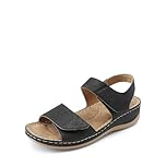 DREAM PAIRS Women's Wedge Sandals for Summer Wide Fit Walk Comfortable Ankle Strap Open Toe Cushion Shoes for Women with Arch Support Outdoor SDFS2419W,Size 6.5,Black,SDFS2419W