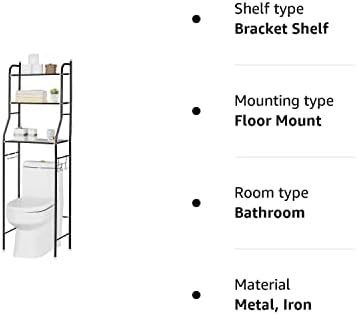 Xpork 3 Tier Over Toilet Storage Unit Multi-Functional Space Saving Organizer Stand Bathroom Shelf Unit Over Toilet Storage Rack Stand Black