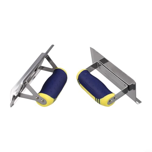 Lot de 2 outils de rainurage en acier inoxydable pour bordure de finition en plâtre, ciment et rainures propres, 80 x 50 mm à 150 x 80 mm (courbé+)