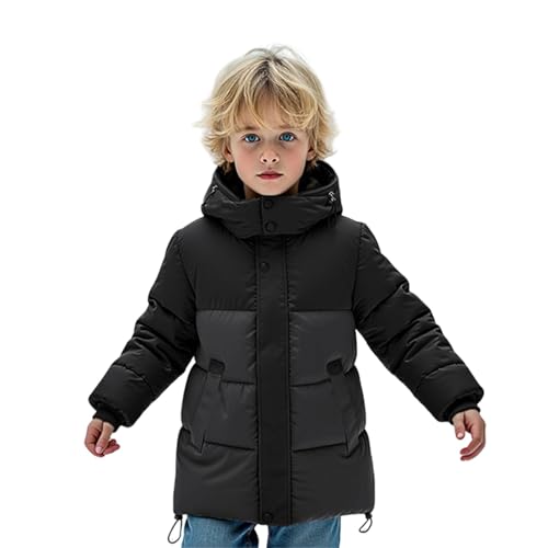Kids Knee Length Down Coat Boys Girls Winter Heavyweight Fleece Lined Puffer Jackets Windproof Hooded Outerwear