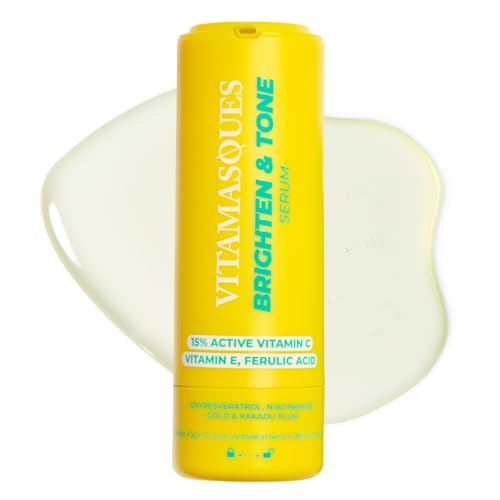 Vitamasques Vitamin C Serum for Face - Brightening Glow Korean Skincare, Antioxidant Facial Serum with Ferulic Acid & Vitamin E, Enhance Skin Radiance for Women, 1.01 Fl Oz