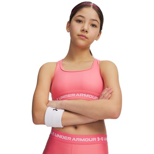 Image of Under Armour Kids Cross-Back Mid-Impact Sports Bra (Big Kid)