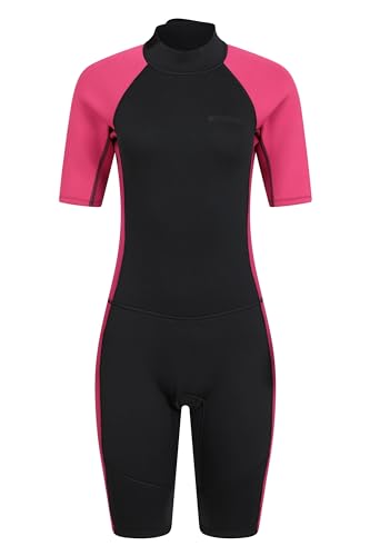 Mountain Warehouse Shorty Womens Wetsuit -2.5mm Thickness, Neoprene Ladies Swimsuit, Extended Puller, Flatlock Seams - For Spring Summer, Scuba Diving, Swimming Black 4-6