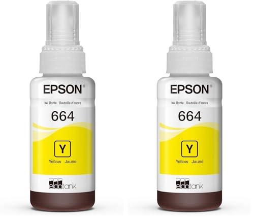 Image of Epson 664 EcoTank Ink Ultra-high Capacity Bottle Yellow (T664420-S) Works with EcoTank ET-2500, ET-2550, ET-4500, ET-4550, ET-2600, ET-2650, ET-3600, ET-16500 (Pack of 2)