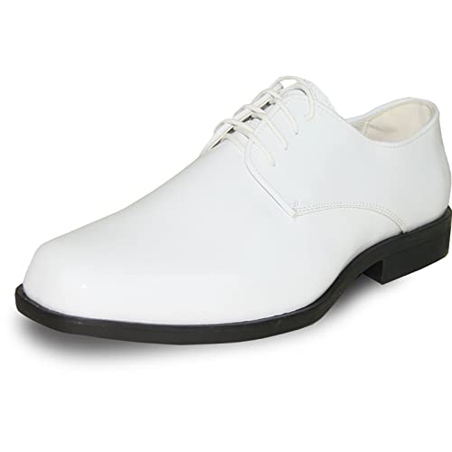 Image of VANGELO Men Dress Shoe TAB and Tux Oxford Formal Tuxedo for Prom Wedding Uniform Medium and Wide Width Black Grey Ivory White Patent