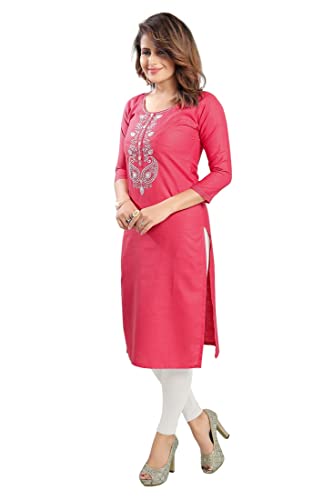 Image of DREAM & DZIRE Blue Office wear Kurti for Women in Pine Cotton Plus Size & Small Size.
