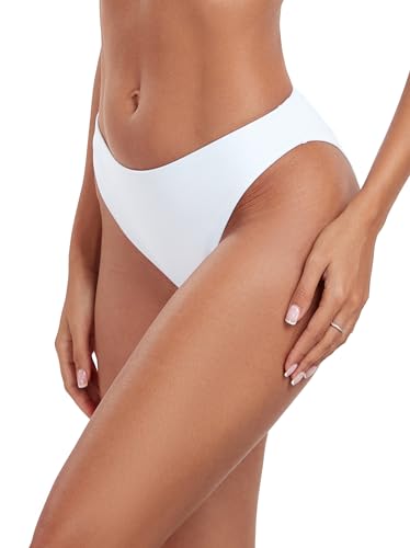 Women's Swim Bottoms High Cut Mid Waisted Bikini Bottoms Moderate Coverage Bathing Suit Bottoms3