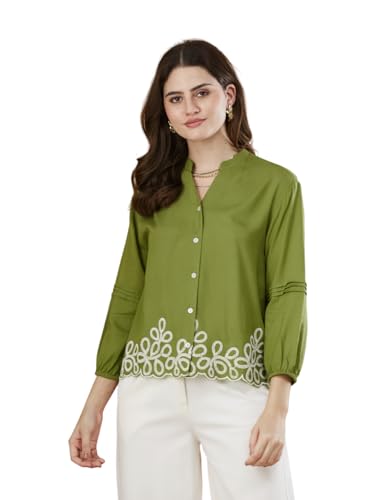 Image of J TURRITOPSIS Women's Rayon Stylish Embroidered Shirt
